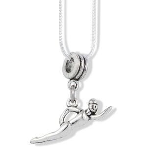 Swimmer Necklace | Swimming Pendant on Snake Chain Necklace
